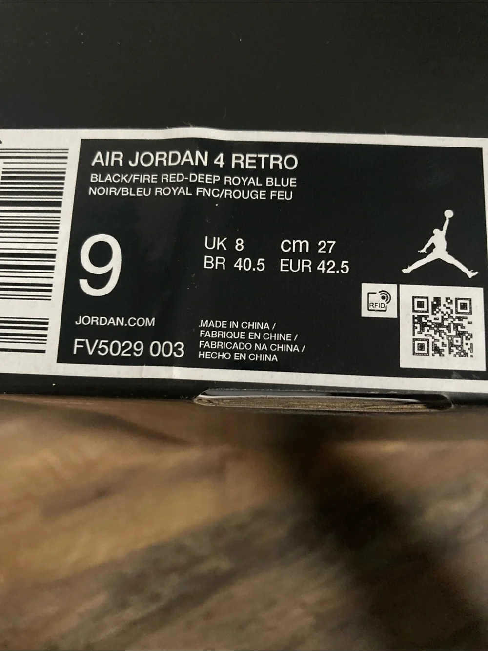 Jordan Air Jordan 4 Retro Black/Fire Red/Deep Royal Blue